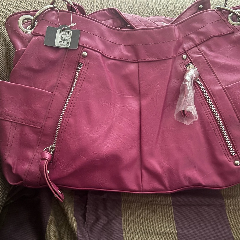 Pink moto jacket inspired shoulder bag